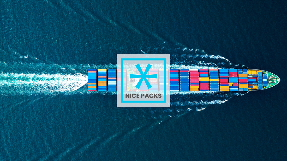 cargo ship on sea birds eye view