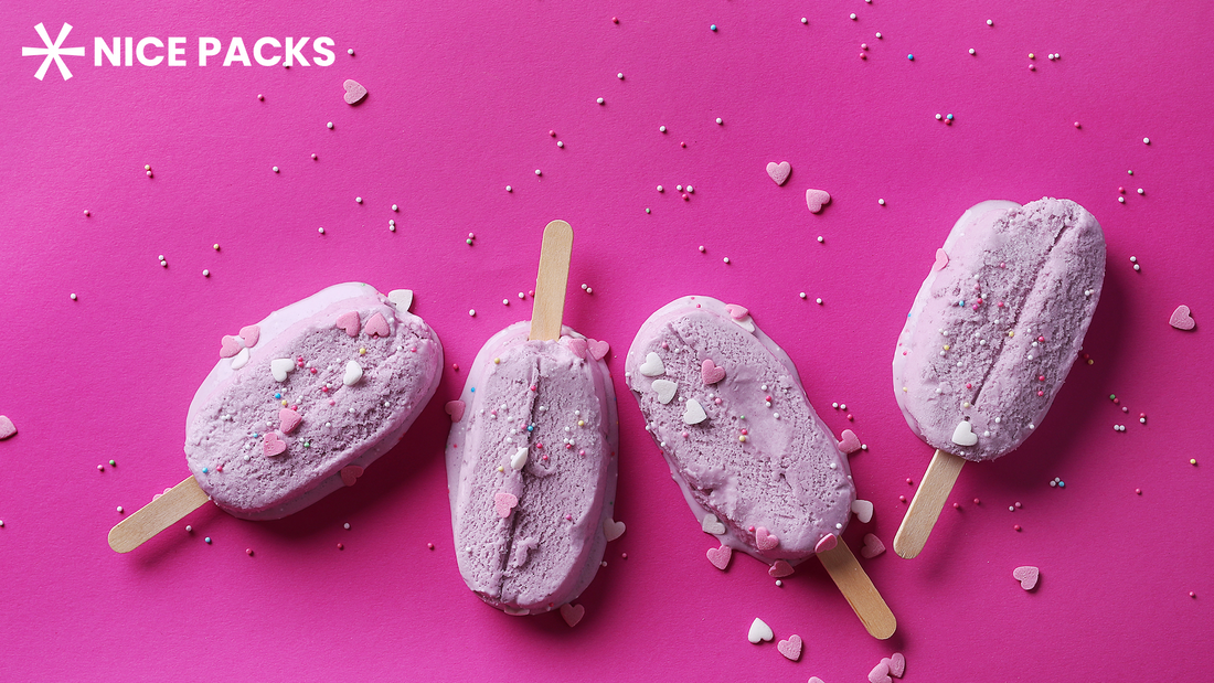 pink frozen ice cream sticks