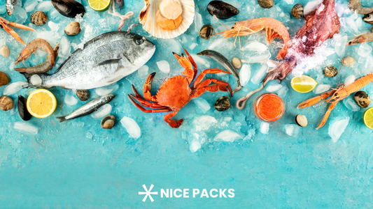 frozen seafood with ice