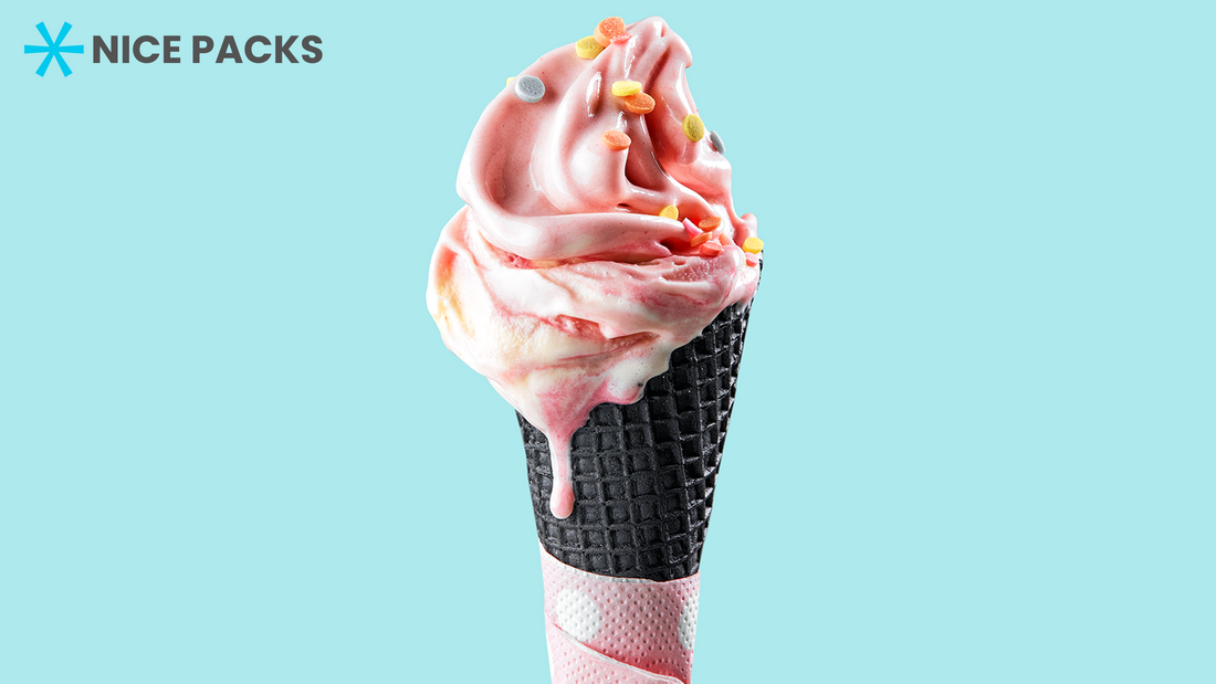ice cream in black cone melted