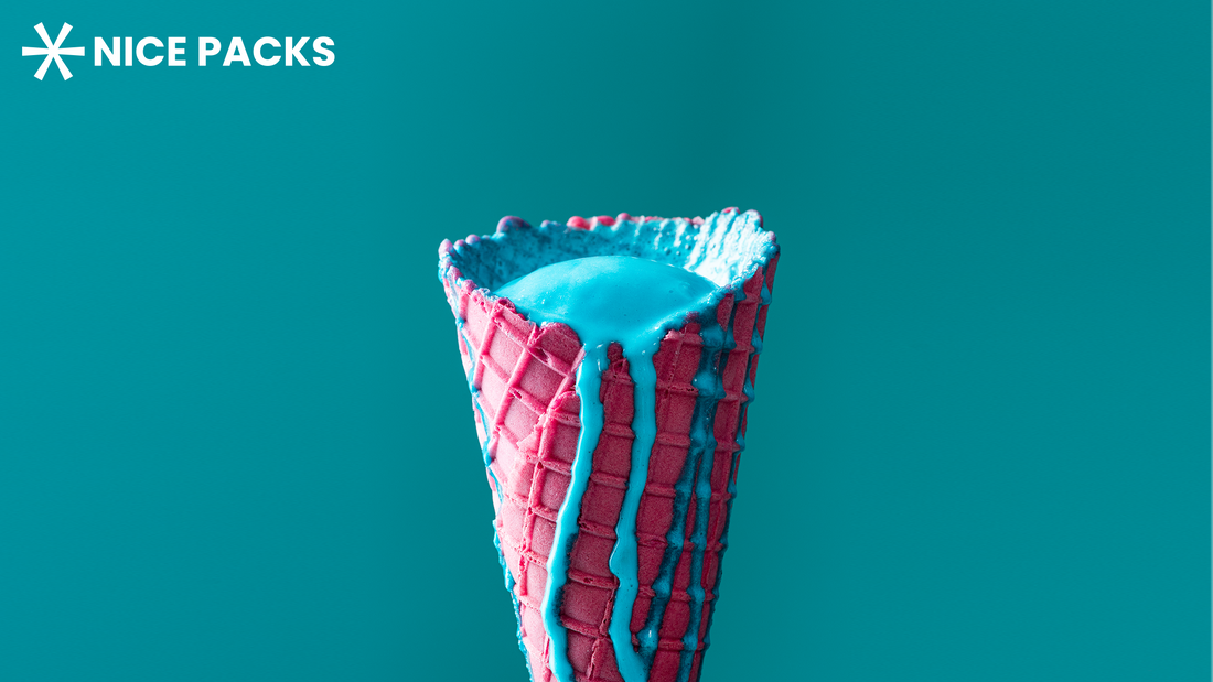 melted ice cream in cone