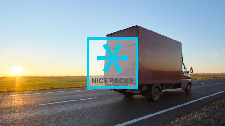 delivery truck driving on road