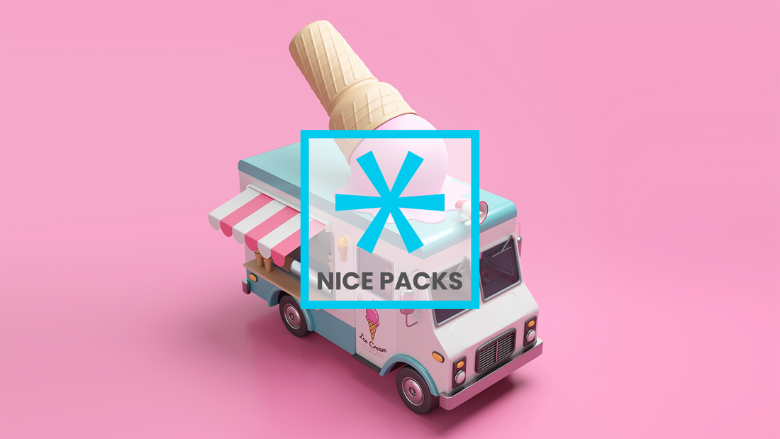 ice cream truck with pink background