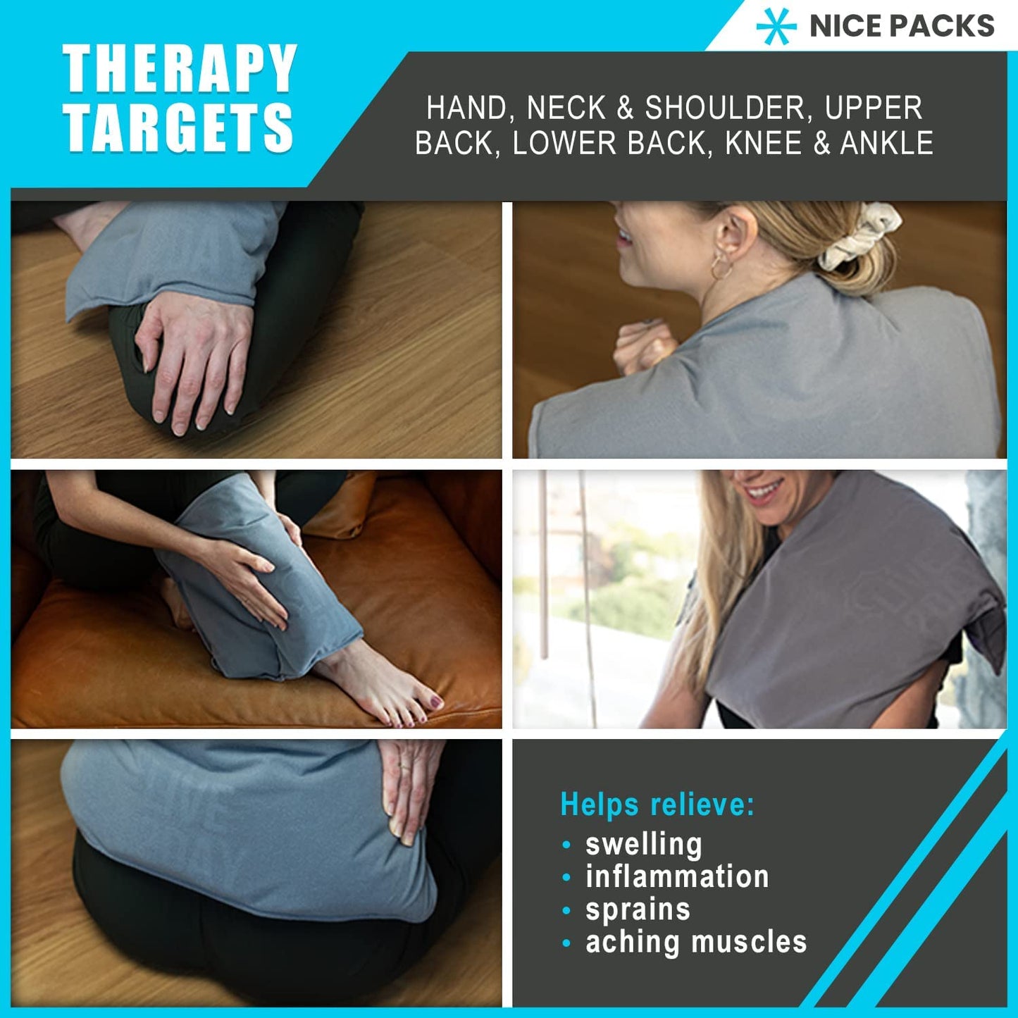 Reusable Ice Pack for Injuries-Hot & Cold Gel Compress Therapy