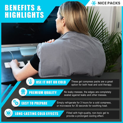 Reusable Ice Pack for Injuries-Hot & Cold Gel Compress Therapy